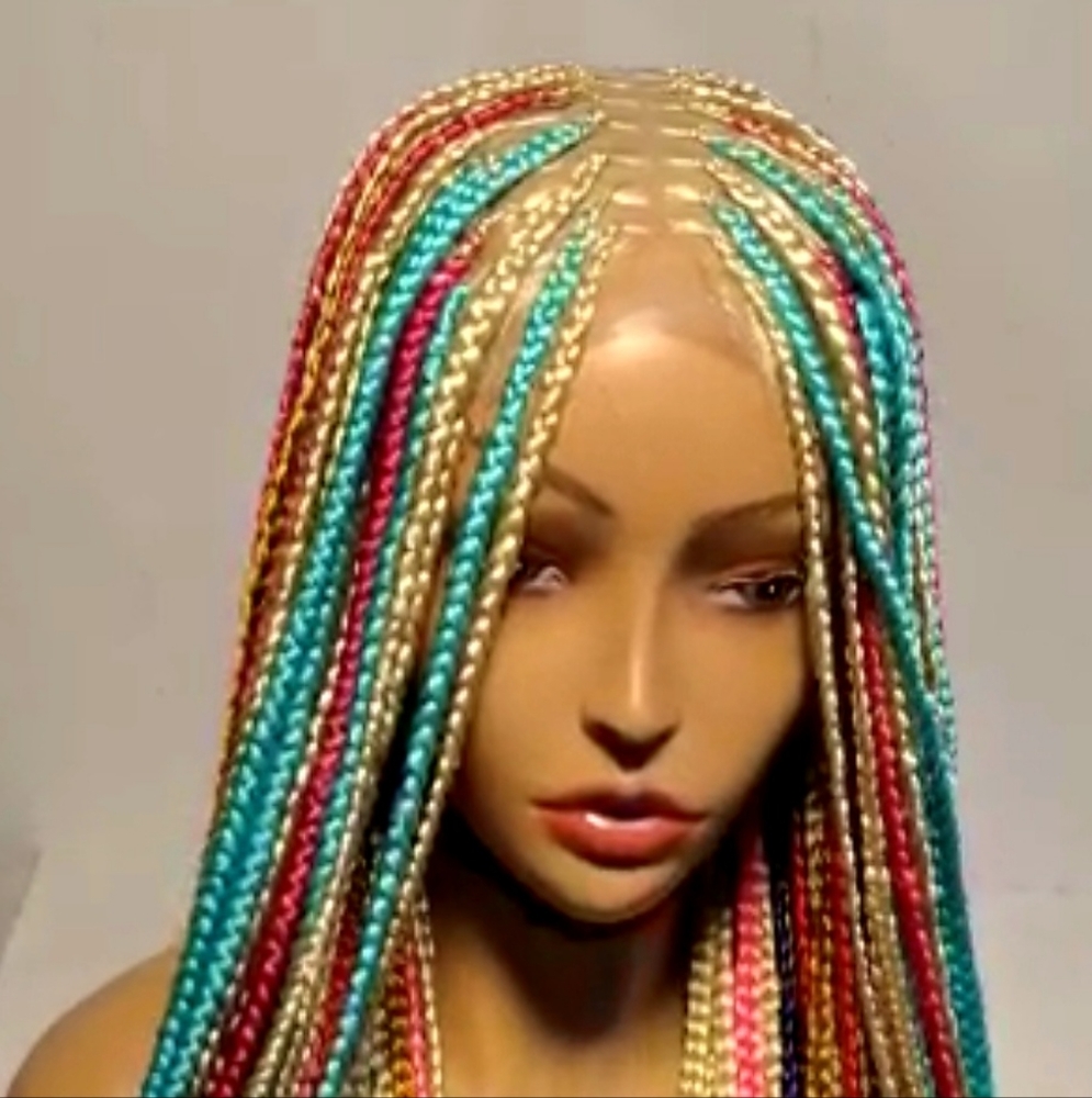 Multi color Rainbow braided wig